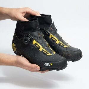 45NRTH Black and Yellow Cycling Shoes